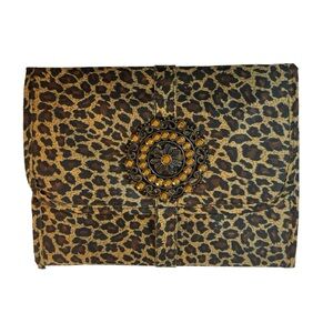 Leopard Print Rhinestone Embellished Large Makeup‎ Travel Toiletry Bag